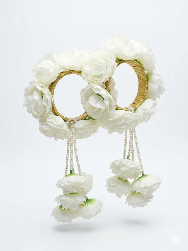 Pink_Polyester_Artificial_Flower_Bangles_For_Women