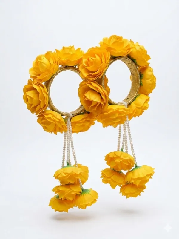 Yellow_Polyester_Floral_Hoop_Earrings_For_Women