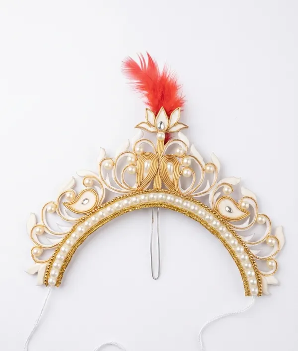 White_Shola_Gold_Tone_Floral_Arched_Mukut_For_Women