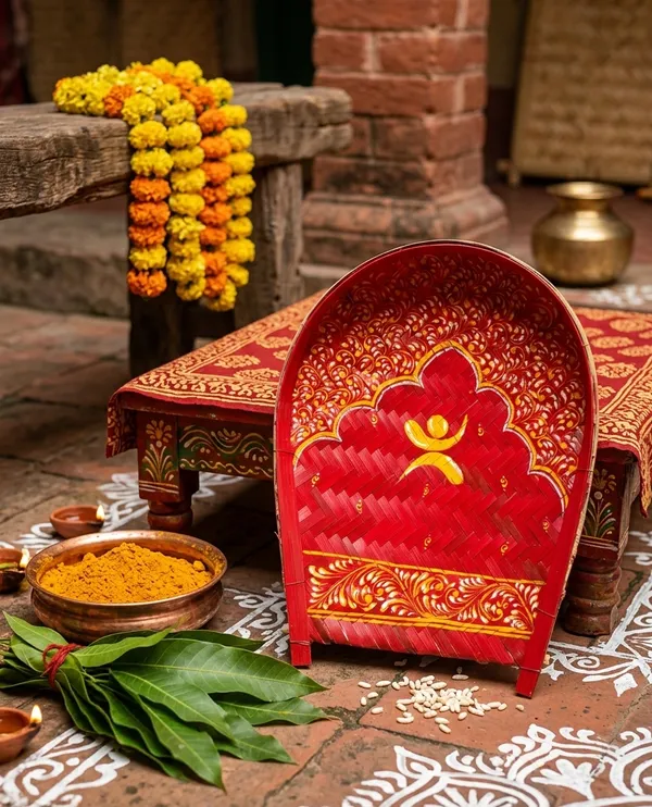 Multicolor_Bamboo_Floral_Chowki_Winnowing_Tray