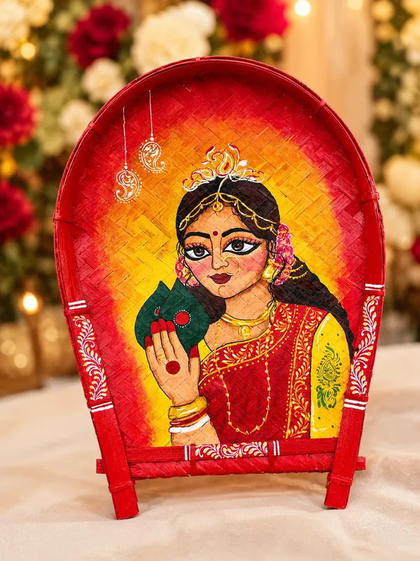 Multicolor_Bamboo_Hand_Painted_Goddess_Lakshmi_Winnowing_Tray