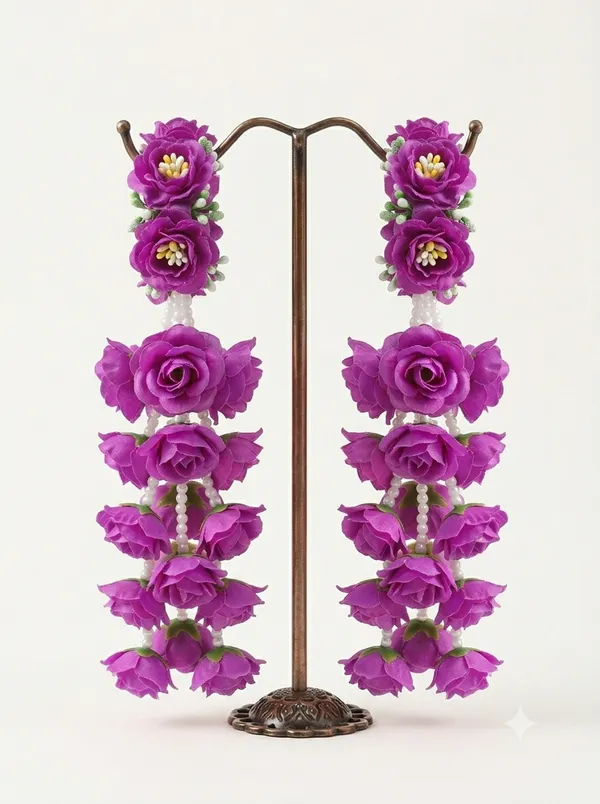 Purple_Polyester_Chandelier_Artificial_Flower_Bangles_For_Women