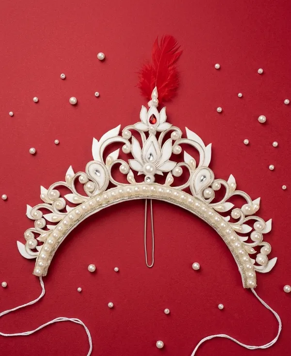 White_Shola_Floral_Leaf_Crown_Bridal_Mukut_For_Women