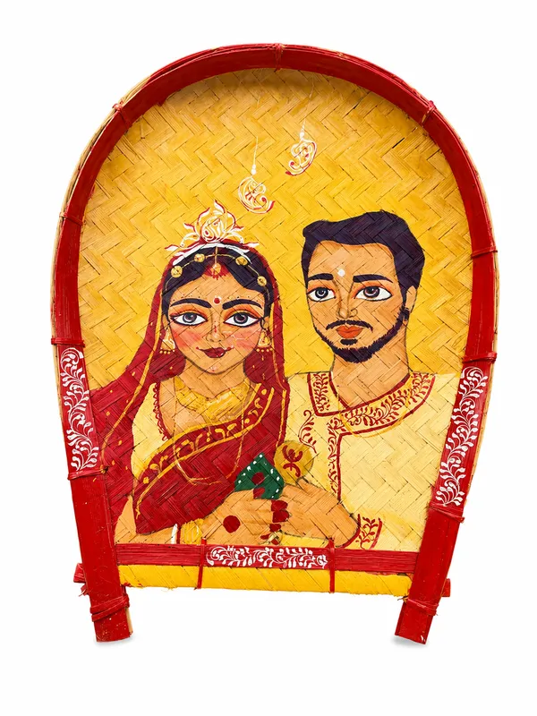 Multicolor_Bamboo_Bride_Groom_Portrait_Winnowing_Tray_Panel