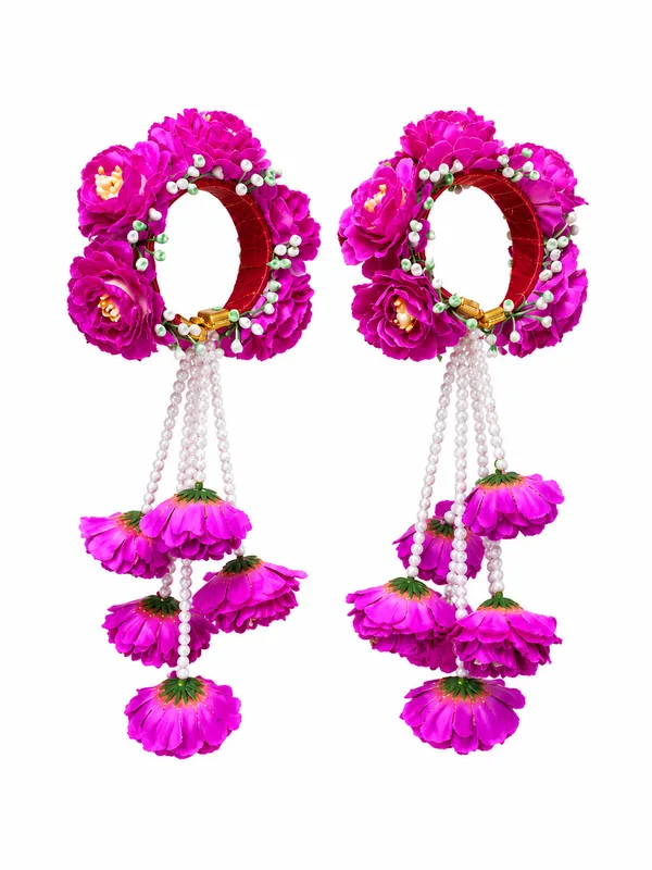 Purple_Polyester_Floral_Artificial_Flower_Bangles_For_Women