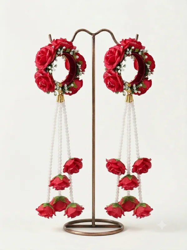 Red_Polyester_Artificial_Flower_Bangles_For_Women