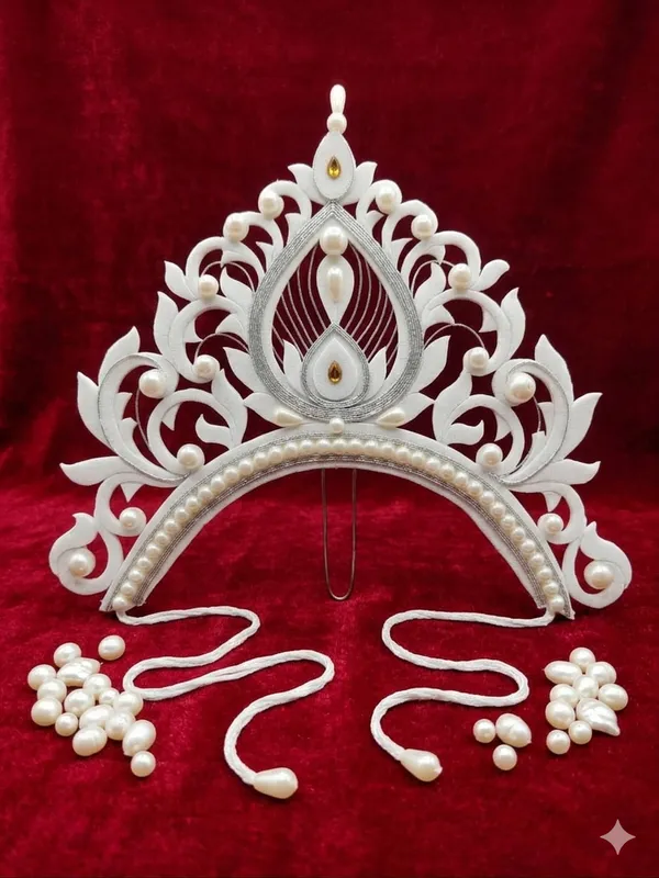 White_Shola_Pearl_Floral_Teardrop_Bridal_Mukut_For_Women