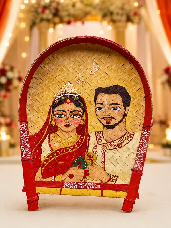 Multicolor_Bamboo_Bride_Groom_Portrait_Winnowing_Tray_Panel