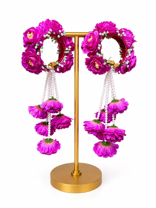 Purple_Polyester_Floral_Artificial_Flower_Bangles_For_Women