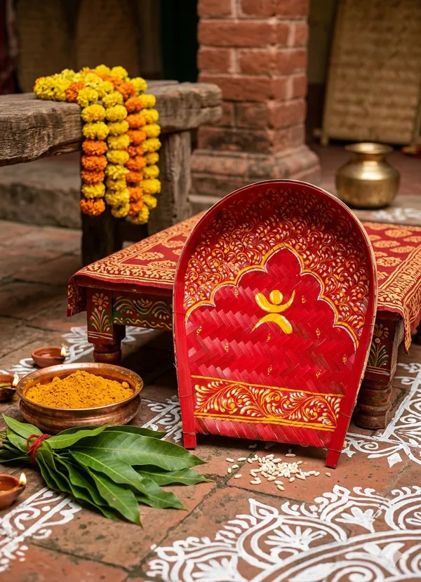 Multicolor_Bamboo_Floral_Chowki_Winnowing_Tray