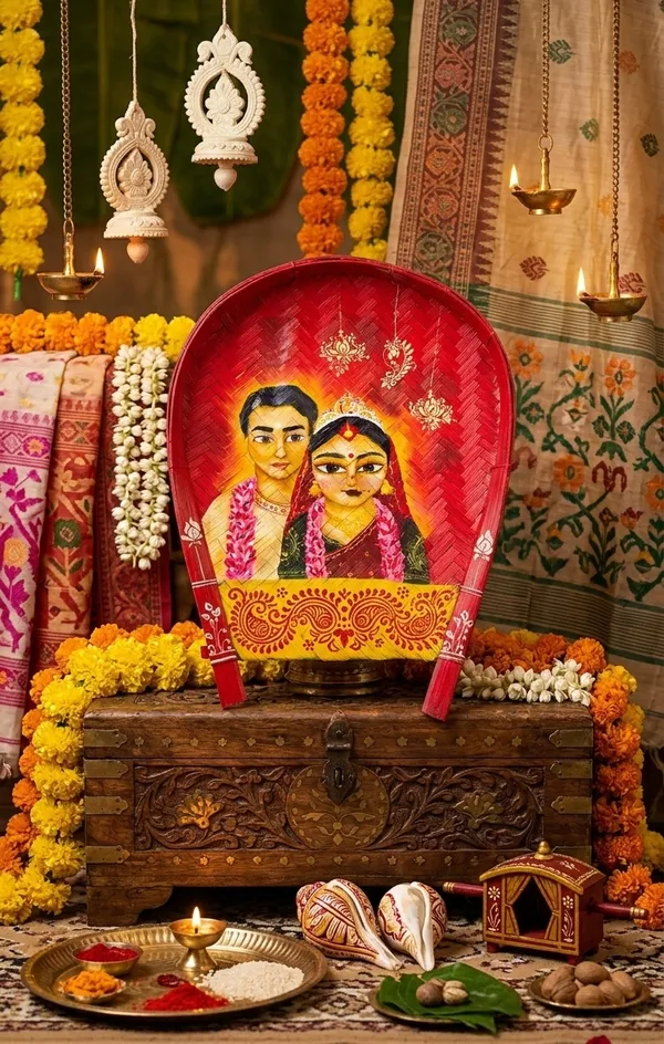 Multicolor_Bamboo_Bride_Groom_Painted_Winnowing_Tray