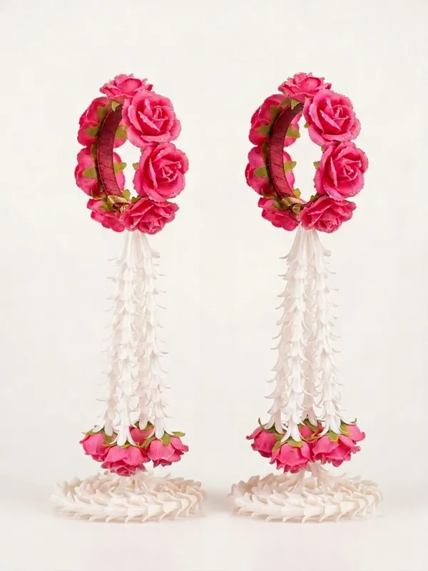 Pink_Polyester_Floral_Artificial_Flower_Bangles_For_Women