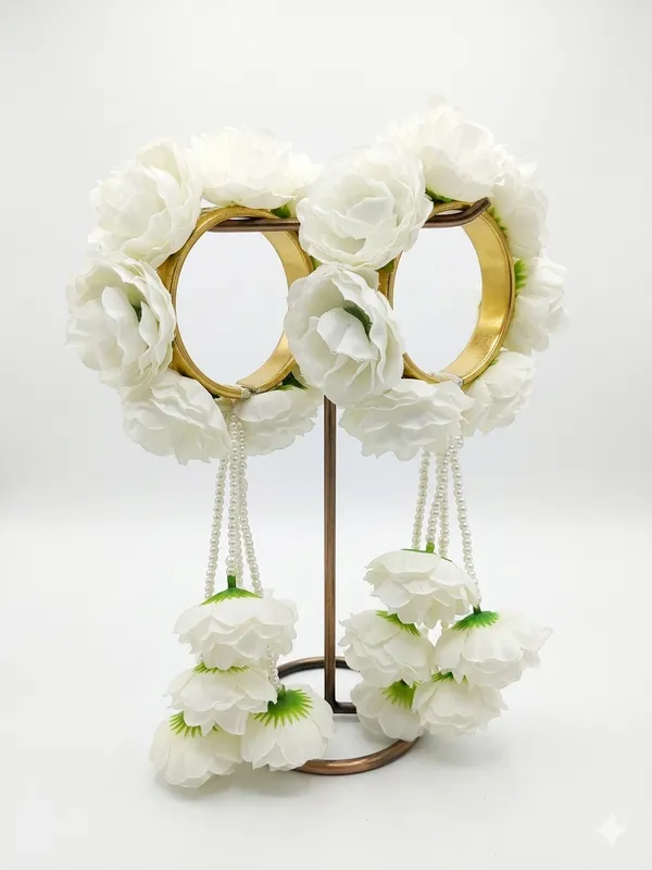 White_Polyester_Floral_Hoop_Earrings_For_Women