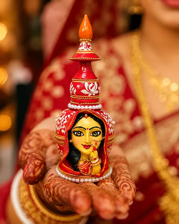 Zevastra_Multicolor_Bamboo_Clay_Woman_Figurine_Sindoor_Holder