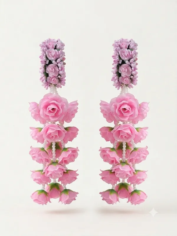 Pink_Polyester_Drop_Artificial_Flower_Bangles_For_Women