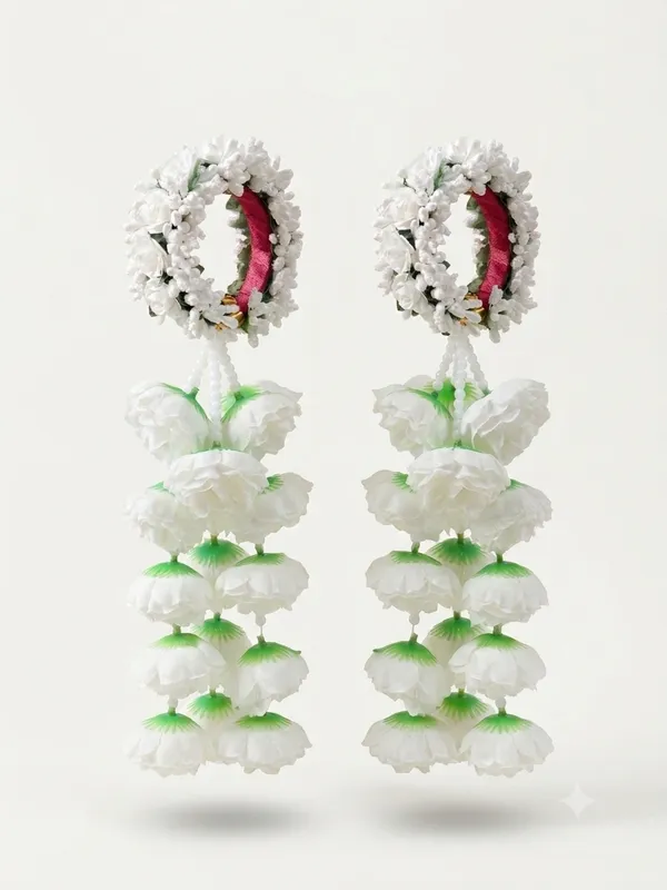 White_Polyester_Floral_Drop_Artificial_Flower_Bangles_For_Women