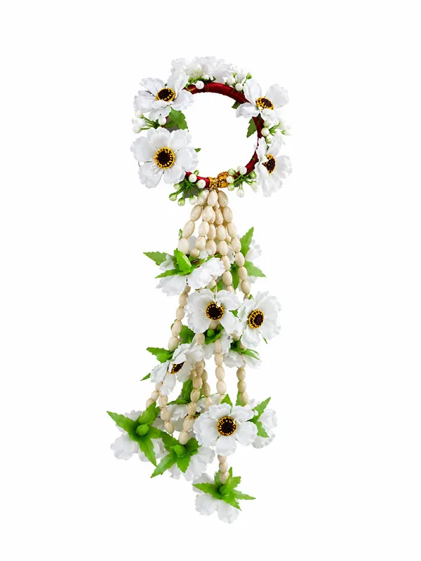 White_Polyester_Floral_Artificial_Flower_Bangles_For_Women