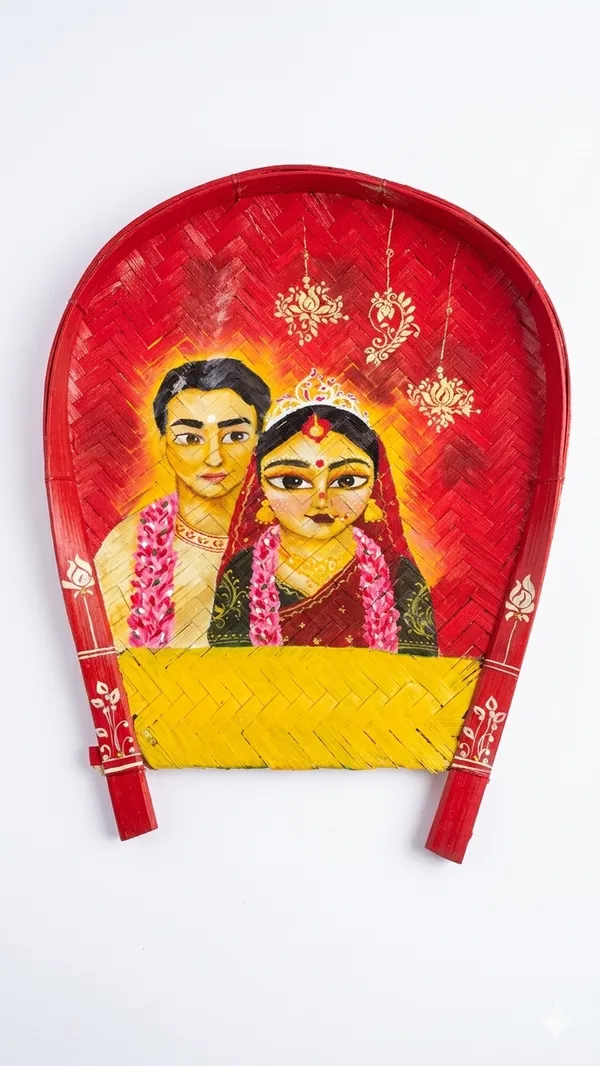 Multicolor_Bamboo_Bride_Groom_Painted_Winnowing_Tray
