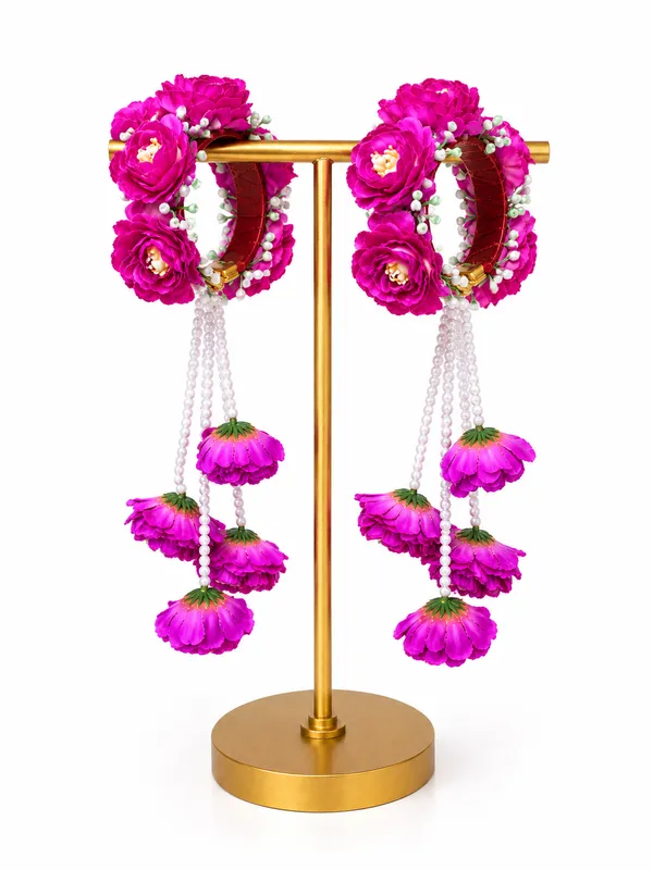 Purple_Polyester_Floral_Artificial_Flower_Bangles_For_Women