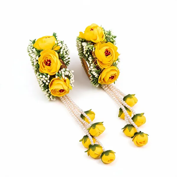 Yellow_Polyester_Artificial_Flower_Bangles_For_Women