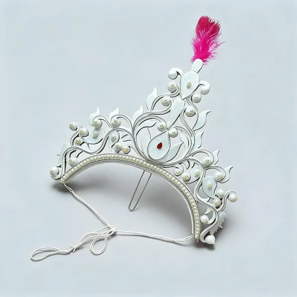 White_Shola_Pearl_Feather_Openwork_Bridal_Mukut_For_Women