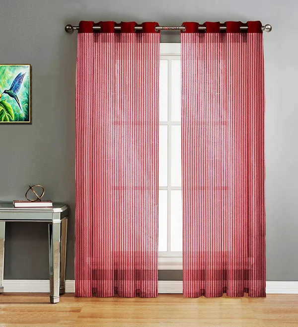 Wine_Premium_Glitter_Stripe_Sheer_Net_Curtain_With_Solid_Grommet_Set_Of_2