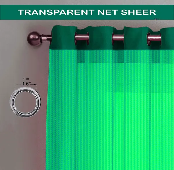 __Premium_Glitter_Stripe_Sheer_Net_Curtain_With_Solid_Grommet_Set_Of_2,_Green