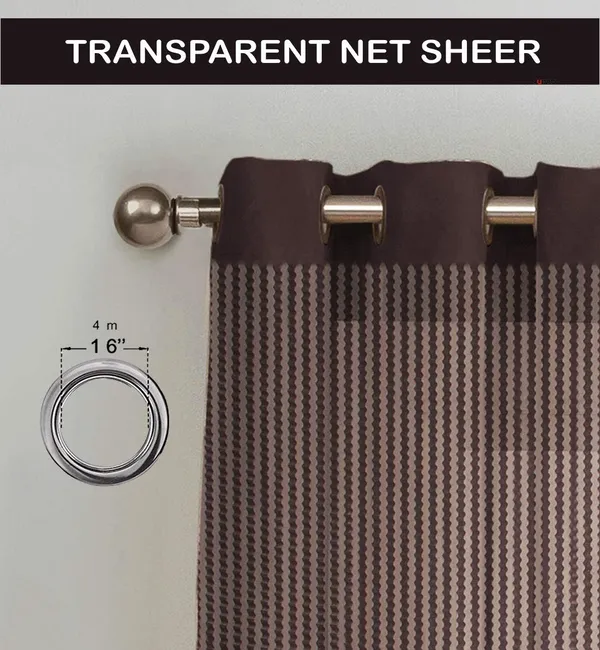 __Premium_Glitter_Stripe_Sheer_Net_Curtain_With_Solid_Plain_Curtain,_Set_of_4_Piece,_Brown