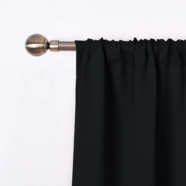 Rod_Pocket_Pattern_Blackout_Curtain_With_3_Layers_Weaving_Technology_Thermal_Insulated_Draperies_Energy_Saving,_Pack_of_2_PieceBlack