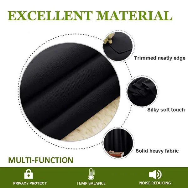 Rod_Pocket_Pattern_Blackout_Curtain_With_3_Layers_Weaving_Technology_Thermal_Insulated_Draperies_Energy_Saving,_Pack_of_2_PieceBlack