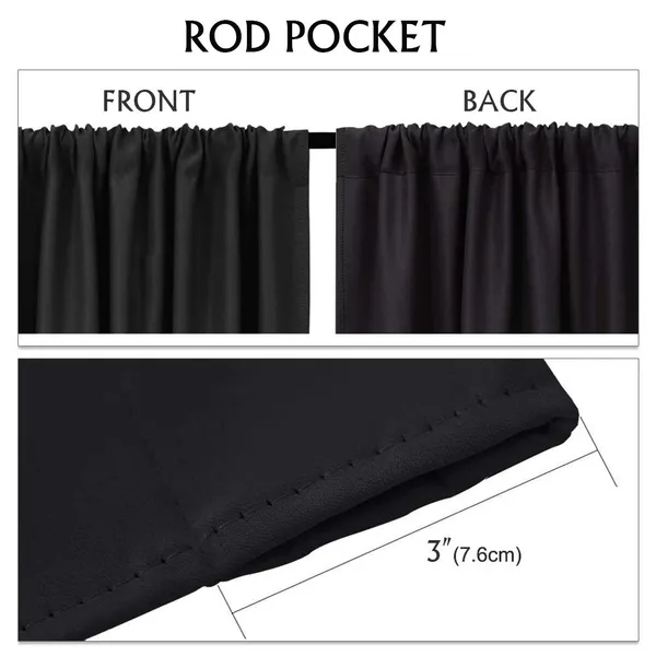 Rod_Pocket_Pattern_Blackout_Curtain_With_3_Layers_Weaving_Technology_Thermal_Insulated_Draperies_Energy_Saving,_Pack_of_2_PieceBlack