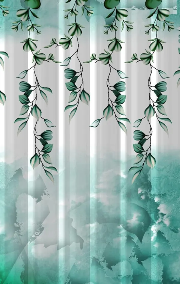 Green_Printed_Polyester_Curtain_250Tc_Living_Room_3D_Printed_Pack_Of_2
