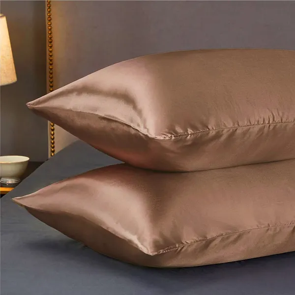 Mocha_Standard_Silk_Pillow_Cover_Mocha_Silk_Pillowcases_For_Hair_And_Skin_Mulberry_Silk_With_Envelope_Closure_Set_Of_2