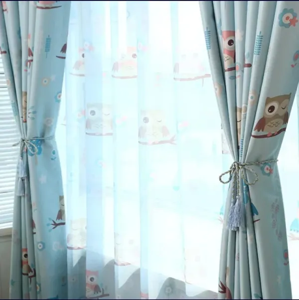 __Kids_Room_Premium_Soft_Microfibre_Curtains_With_High_End_Eco_Friendly_Printing_And_Stainless_Steel_Eyelets_Pack_Of_2,_Blue_Cute_Owl