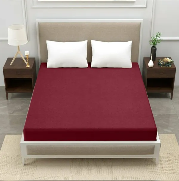 Maroon_Bamboo_Cotton_Waterproof_Mattress_Cover_Protector