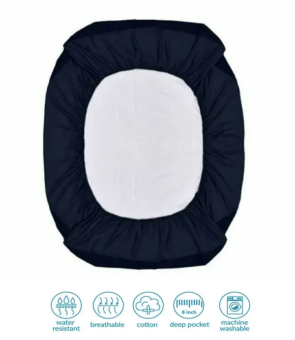 Navy_Bamboo_Cotton_Waterproof_Mattress_Cover_Protector