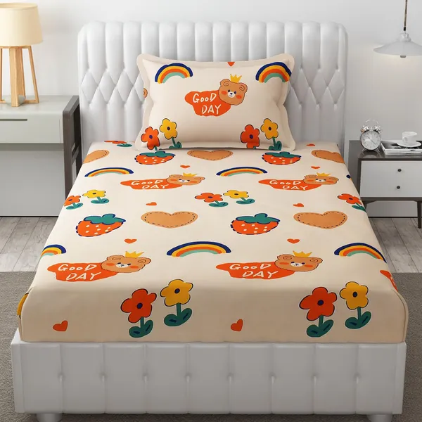 Multicolor_Bedding_Fitted_Bedsheet_190_Tc_Cotton_1_Single_Bed_Sheet_With_1_Pillow_Cover_For_Kids