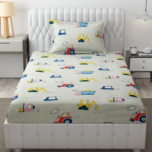 Green_Bedding_Fitted_Bed_Sheet_190_Tc_Cotton_1_Single_Bed_Sheet_With_1_Pillow_Cover_For_Kids