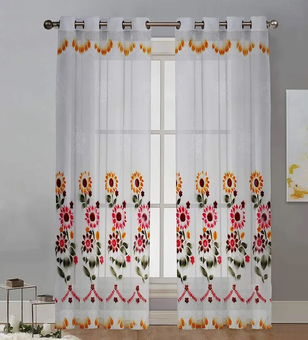 __White_Flower_Print_Net_Curtain_With_Weaving_Technology_Pack_Of_2_Piece,_White