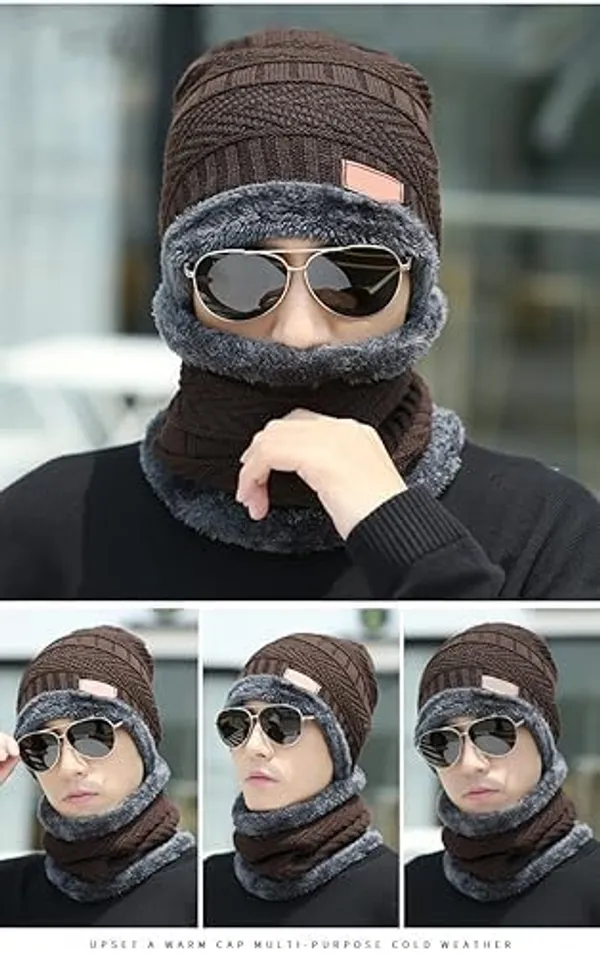 Soft_Woollen_Winter_Cap_Combo_For_Girls_And_Women_With_Neck_Muffler_Beanie_Cap_Inner_Side_Ultra_Soft_Warm_Sherpa_Fabric