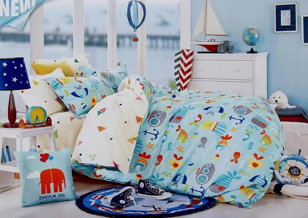 Sky_Blue_Bedding_Fitted_Bed_Sheet_190_Tc_Cotton_1_Single_Bed_Sheet_With_1_Pillow_Cover_For_Kids
