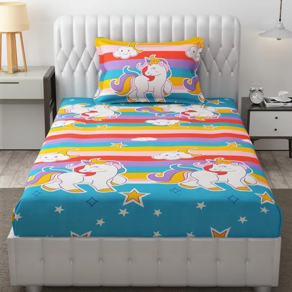 Multicolor_Bedding_Fitted_Cotton_Bedsheet_1_Single_Bed_Sheet_With_1_Pillow_Cover_For_Kids