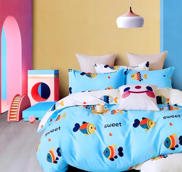 Sky_Blue_Bedding_Fitted_Bed_Sheet_190_Tc_Cotton_1_Single_Bed_Sheet_With_1_Pillow_Cover_For_Kids