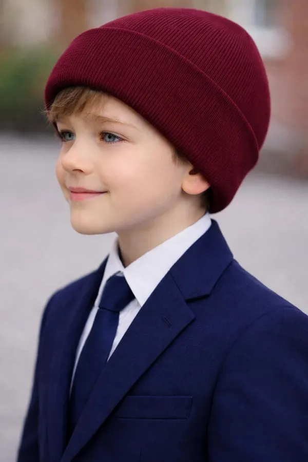 __School_Caps_For_Boys_Girls_Beanie_Acrylic_Cap_For_Heavy_Winter_Warm_Cozy_And_Breathable_Fabric_Soft_Cap,_Maroon_|_Age_-_5-12Y