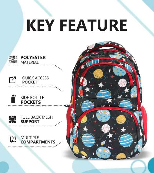 EDMOF_Kids_Backpack_for_Kinder_Garden_Playway_School_Bag_for_Boys_and_Girls,_17"/28L_Large_Water_Resistant,_Red_Black