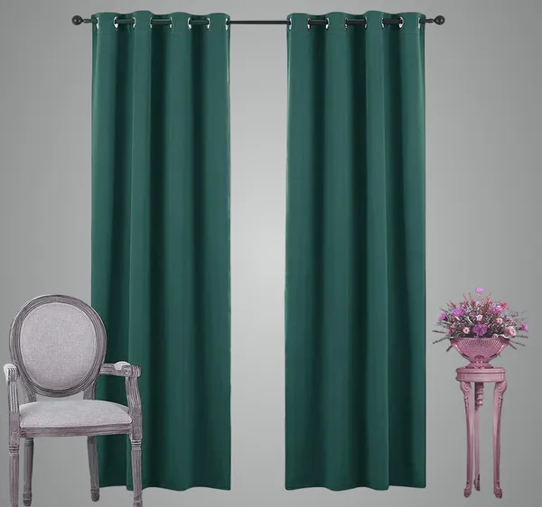 Teal_Blue_Kitchen_Silk_Blackout_Curtain_With_3_Layers_Weaving_Technology_And_Solid_Grommet_Pattern