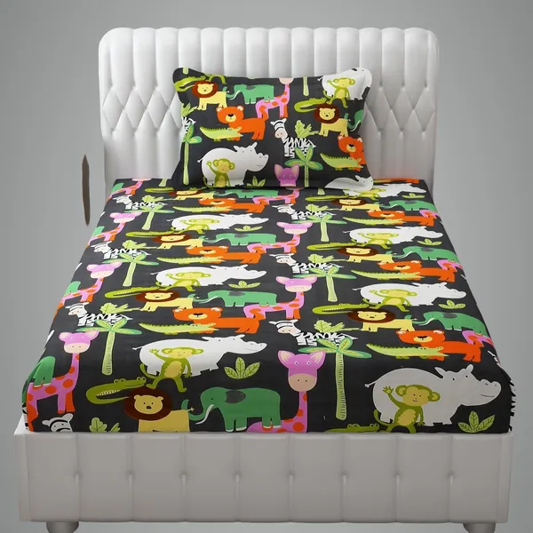 Multicolor_Bedding_Fitted_Bedsheet_190_Tc_Cotton_1_Single_Bed_Sheet_With_1_Pillow_Cover_For_Kids