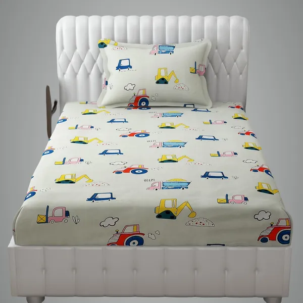 Green_Bedding_Fitted_Bed_Sheet_190_Tc_Cotton_1_Single_Bed_Sheet_With_1_Pillow_Cover_For_Kids