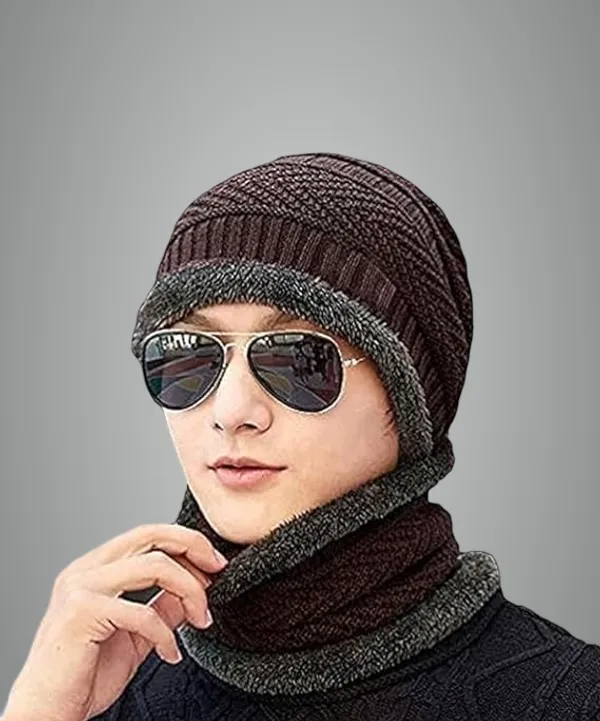 Soft_Woollen_Winter_Cap_Combo_For_Girls_And_Women_With_Neck_Muffler_Beanie_Cap_Inner_Side_Ultra_Soft_Warm_Sherpa_Fabric