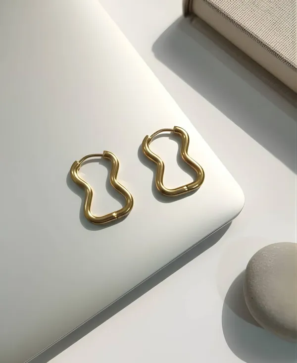 Golden_Stainless_Steel_Anti_Tarnish_Wave_Glow_Hoops_For_Women